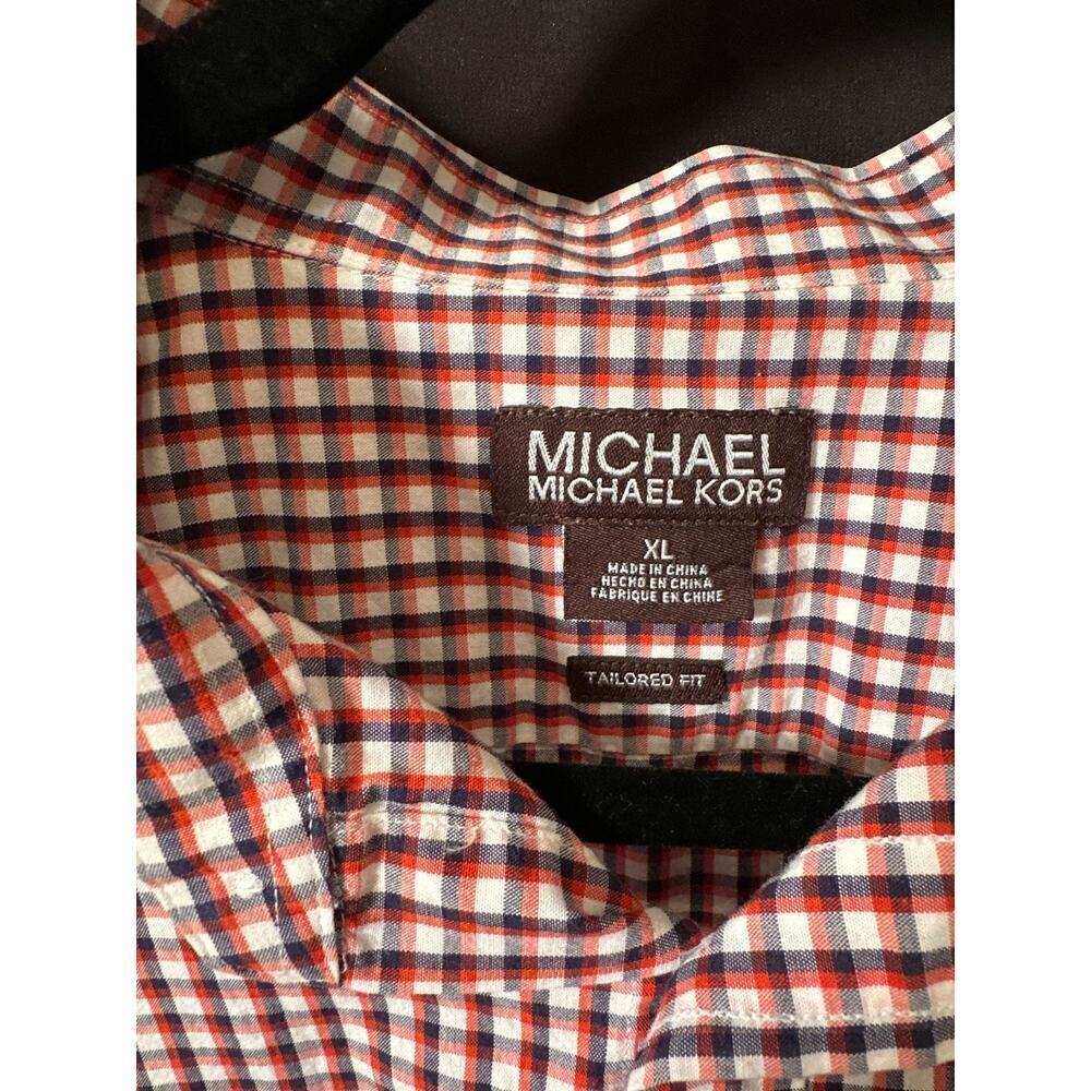 Men’s XL Michael Kors Short Sleeve red checked button down - Picture 3 of 4